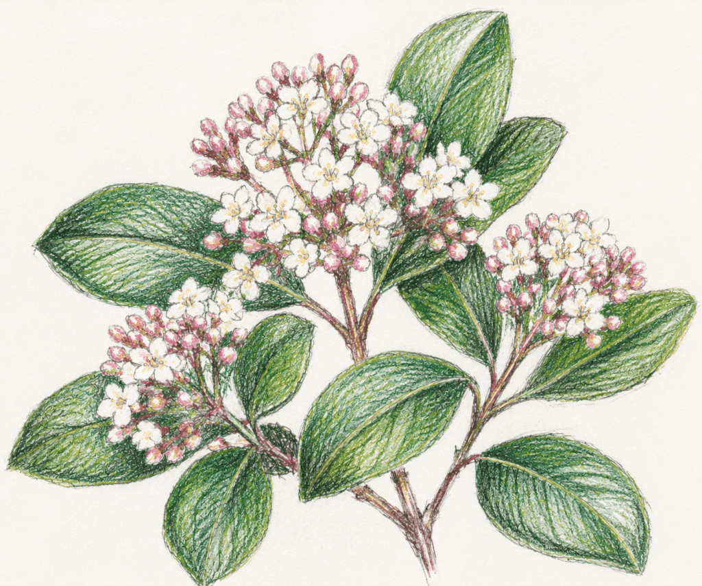 sketch of Viburnum tinus (Laurustinus)