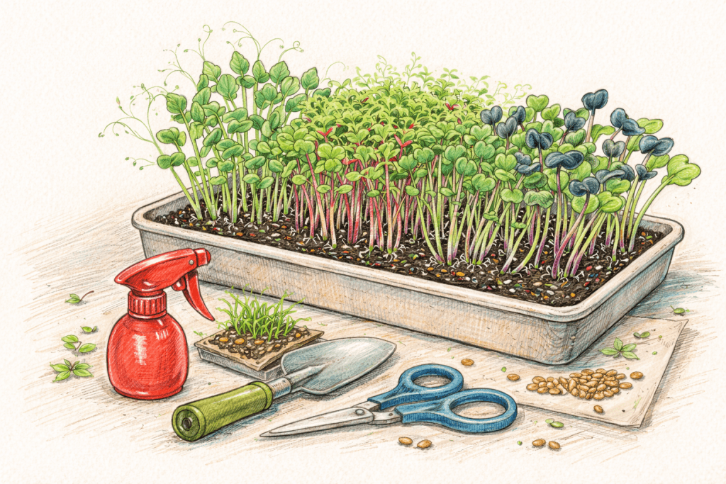 sketch of microgreens.