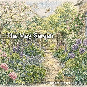 The May Garden. Colourful sketch of a May garden