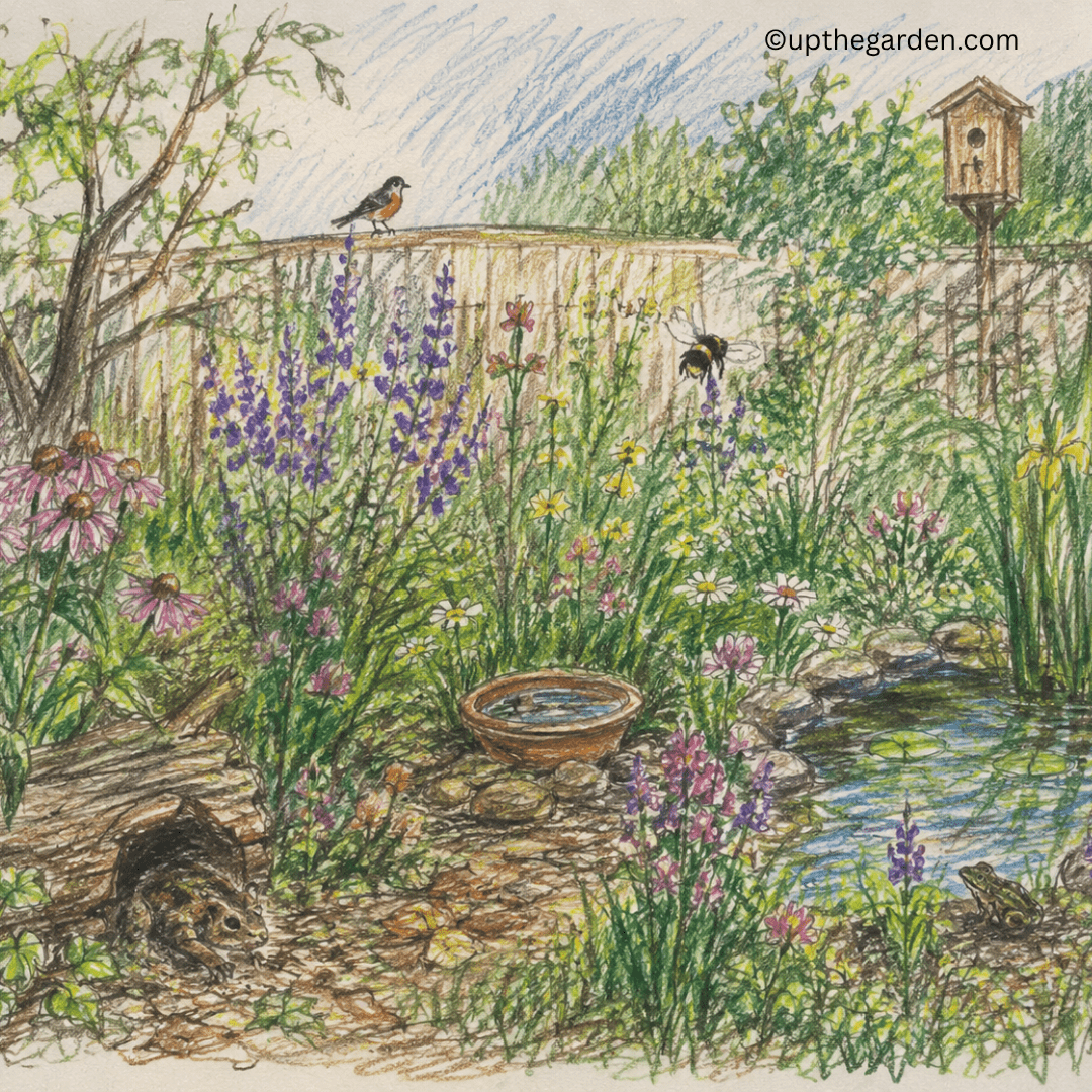 Your Garden Matters: Creating a Wild Patch Inspired by David Attenborough. Colouring Pencil Sketch