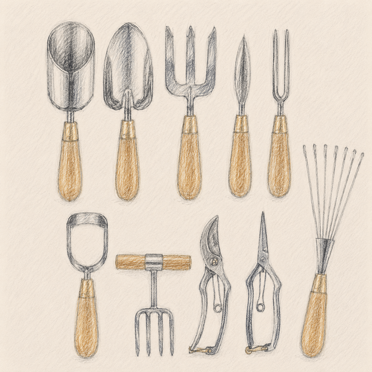 Sketch of Garden Tools